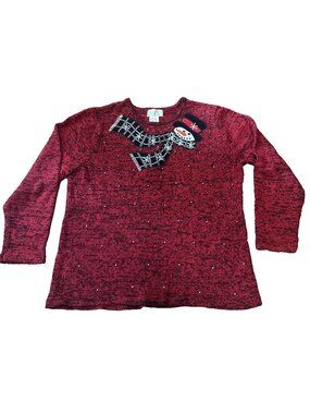 Mandal Bay Ugly Christmas Sweater Vtg Womens Size XL Red Snowman Embroidery